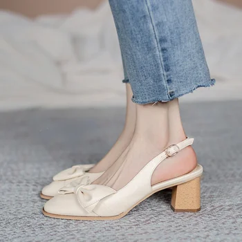  Популярни летни дамски сандали; обувките Мери Джейн на площада обувки; дамски универсална обувки за един играч игри с лък; дамски обувки-лодка 5,5 см